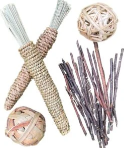 WeLovePets Konijnen Speelgoed Set 5-delig – Uitgebreide Set Van Hoogwaardige Kwaliteit – Hamster Speelgoed – Knaagdierenspeelgoed – Cavia Speelgoed