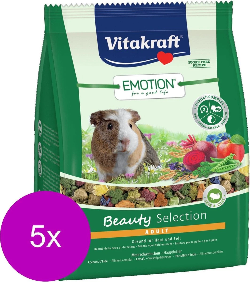 Vitakraft Emotion Beauty Selection Adult Cavia – Caviavoer – 5 X 1.5 Kg 1 Vitakraft Emotion Beauty Selection Adult Cavia – Caviavoer – 5 X 1.5 Kg