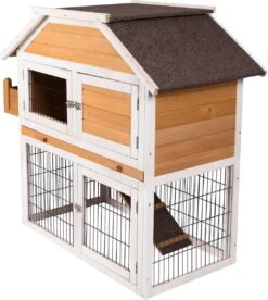 Happyment Houten Konijnenhok – Konijnenren Voor Binnen & Buiten – 2 Verdiepingen – Black Friday – Kerstcadeau