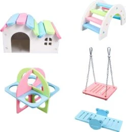 Hamster Huisje / 5- Delig / Glijbaan / Klimtoestel 2x / Schommel / Wipwap / Muis / Chinchilla / Cavia