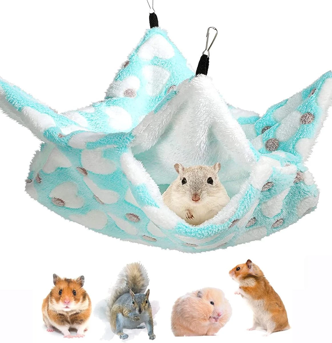 Guidre Kleine Hangmat Voor Huisdieren, Grot Voor Kleine Dieren, 34 X 34 Cm, Pluizig Hangbed, Dubbellaags, Huisdierkooi-hangmat, Zachte Warme Huisdierkooi-hangmat Voor Huisdieren (blauw, Liefde, L) 1 Guidre Kleine Hangmat Voor Huisdieren, Grot Voor Kleine Dieren, 34 X 34 Cm, Pluizig Hangbed, Dubbellaags, Huisdierkooi-hangmat, Zachte Warme Huisdierkooi-hangmat Voor Huisdieren (blauw, Liefde, L)