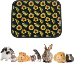 Strooiselmat Voor Knaagdieren – Fleece – 60 X 45 Cm – Zonnebloem Print