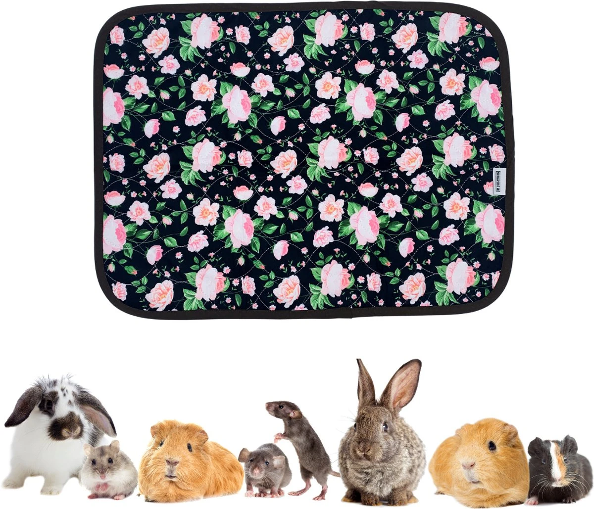 Strooiselmat Voor Knaagdieren – Fleece – 60 X 45 Cm – Roosjes Print 1 Strooiselmat Voor Knaagdieren – Fleece – 60 X 45 Cm – Roosjes Print