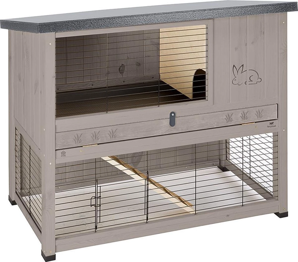 Ferplast Ranch 120 Basic Konijnenhok – Grijs/Grijs – 117 X 67,5 X 95.5 1 Ferplast Ranch 120 Basic Konijnenhok – Grijs/Grijs – 117 X 67,5 X 95.5