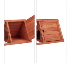 Relaxdays Klein Konijnenhok Driehoek – Houten Buitenhok Konijn – Konijnenren Met Nachthok