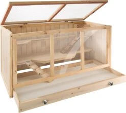 Happyment® Houten Knaagdieren Hok – 3 Verdiepingen – Knaagdier – Hamster – Konijn – Cavia – Kooi – Rat – Black Friday – Kerstcadeau