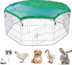 MaxxPet Konijnenhok Met Cover – Konijnenren- Konijnenren Met Zonnescherm – Knaagdieren Kooi – Dieren Ren- 80x75cm X 8-delig