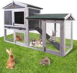 Nobleza 40B45 – Konijnenhok – 147 X 52 X 85 Cm – Kippenhok – Wit/Grijs