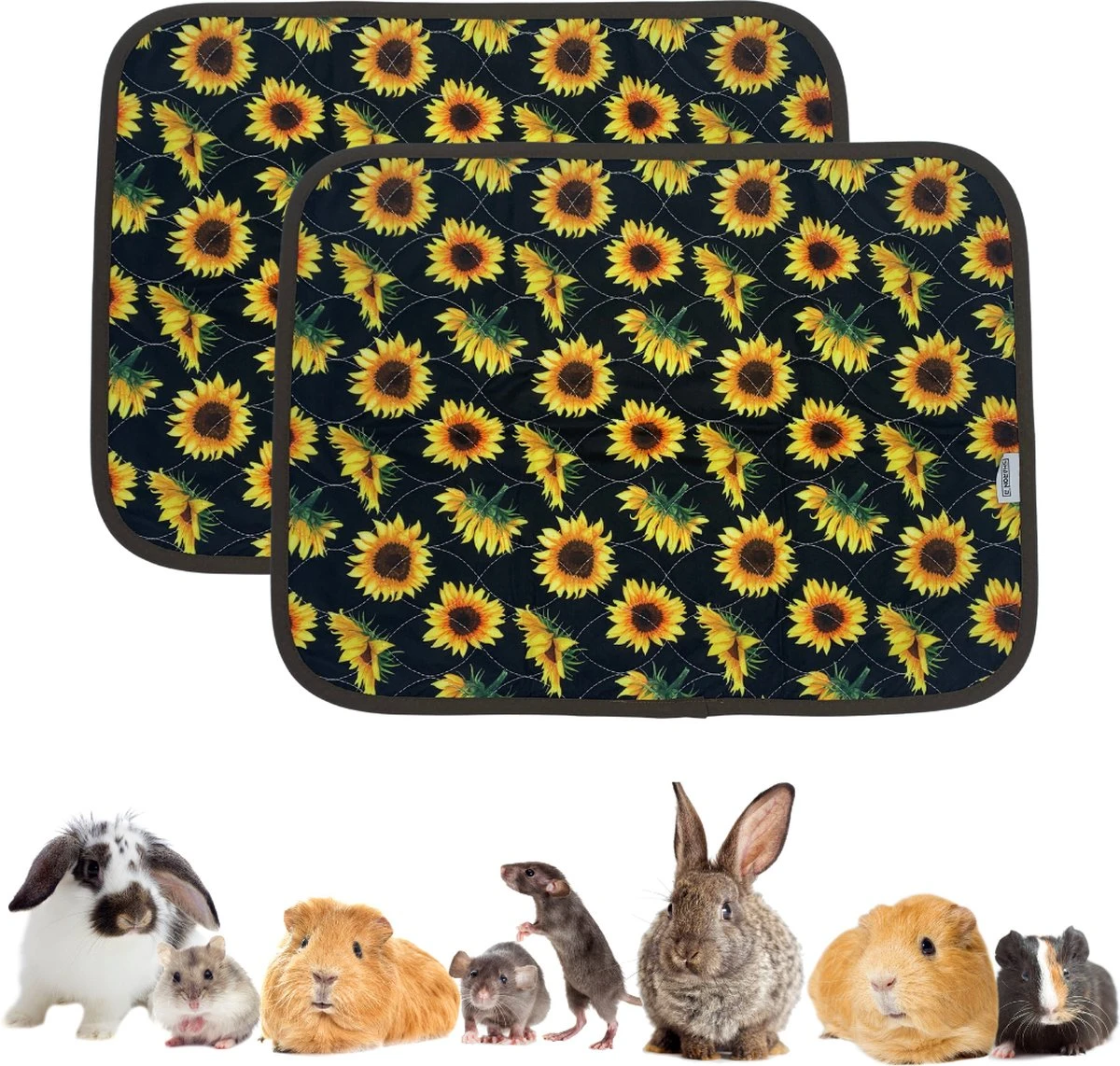 Fleece Strooiselmat Voor Knaagdieren – 60x45cm – Zonnebloemprint – Anti Slip – 4 Laags – Set Van 2 1 Fleece Strooiselmat Voor Knaagdieren – 60x45cm – Zonnebloemprint – Anti Slip – 4 Laags – Set Van 2