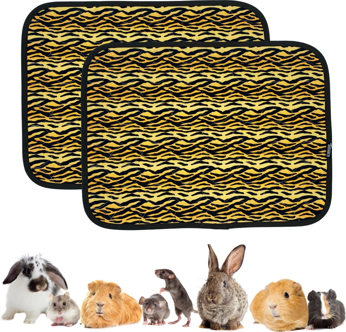 Luxe Bodembedekking Voor Knaagdieren – 60 X 45 Cm – Strooiselmat – Antislip – 4 Laags – Tijgerprint – Duo Pack – Wasbare Bodembedekking 1 Luxe Bodembedekking Voor Knaagdieren – 60 X 45 Cm – Strooiselmat – Antislip – 4 Laags – Tijgerprint – Duo Pack – Wasbare Bodembedekking