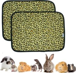Herbruikbare Bodembedekking Fleece – Voor Knaagdieren – 60x45cm – Luipaardprint – Voor Konijn, Cavia En Hamster – Antislip – 4 Laags – Set Van 2