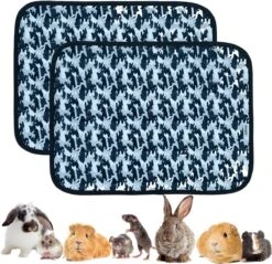 Strooiselmat Voor Knaagdieren – 60×45 Cm – Camouflageprint – Fleece – Antislip – 4 Laags – Set Van 2 – Duurzame Bodembedekking