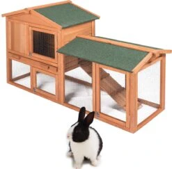 Happyment Luxe Konijnenhok – Houten Konijnenren Voor Binnen & Buiten – 2 Verdiepingen – Black Friday – Kerstcadeau