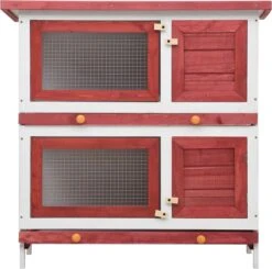 VidaXL Konijnenhok Voor Buiten Met 4 Deuren Hout Rood