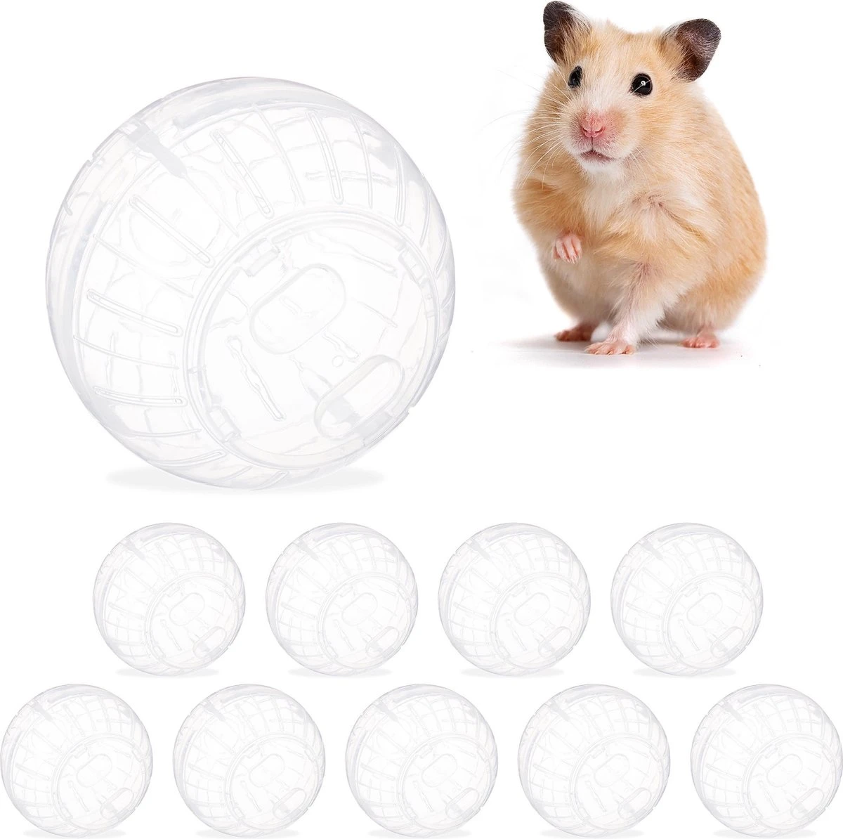 Relaxdays 10x Hamsterbal Doorzichtig – Knaagdierspeelgoed – Loopbal Kunststof – 14cm 1 Relaxdays 10x Hamsterbal Doorzichtig – Knaagdierspeelgoed – Loopbal Kunststof – 14cm