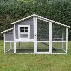 XXL Kippenhok – Konijnenhok – Cavia Kooi – Caviakooi – Knaagdieren Kooi – Hamsterkooi -Grijs – 199 X Ca. 74,5 X Ca. 116 Cm