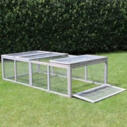 Konijnenren- Hok Voor Konijn – Konijnenhok Voor Buiten – Buitenren 180x90x48 Cm – Grijs