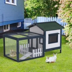 PawHut Konijnenhok, Konijnenhok, Caviahok, Konijnenhok, Hok Voor Kleine Dieren, Ren D51-035