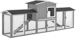 Konijnenhok – Dubbele Verdieping – 216 X 50 X 86 Cm – Grijs