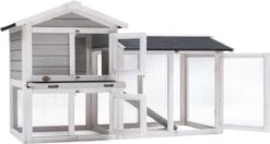 Dierenverblijf Avoriaz – Konijnenhok – Wit/Grijs – 147 X 53 X 85 Cm