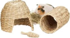 Relaxdays Knaagdier Speelgoed – Set Van 3 – Grashuis – Konijnen Tunnel – Cavia Speeltje