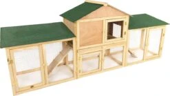 MaxxPet Konijnenhok – Kippenhok – Dierenverblijf Voor Buiten En Binnen – Bruin – 204 X 45 X 84cm