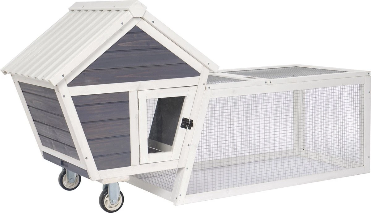 Adori Konijnenhok Bux 158x60x81.5 Cm Grijs/Wit 1 Adori Konijnenhok Bux 158x60x81.5 Cm Grijs/Wit