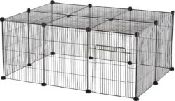 PawHut Verblijf Voor Kleine Huisdieren Buitenverblijf DIY Kitten Konijn Chinchilla Kooi Metaal Zwart D51-222