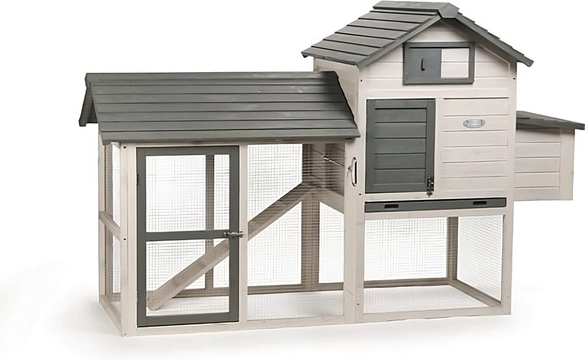MaxxPet Konijnenhok – Kippenhok Met Ren – 210 X 90 X 133cm – Grijs 1 MaxxPet Konijnenhok – Kippenhok Met Ren – 210 X 90 X 133cm – Grijs