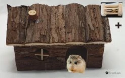 ✿Brenlux® Hamsterhuis – Speeltuig Voor Knaagdieren – Verblijf Voor Knaagdier – Speelgoed Knaagdieren – Hamsterkooi – Cavia Huis – Houten Huis Voor Muizen – 20cm X 13cm – Inclusief Speelgoed Hout