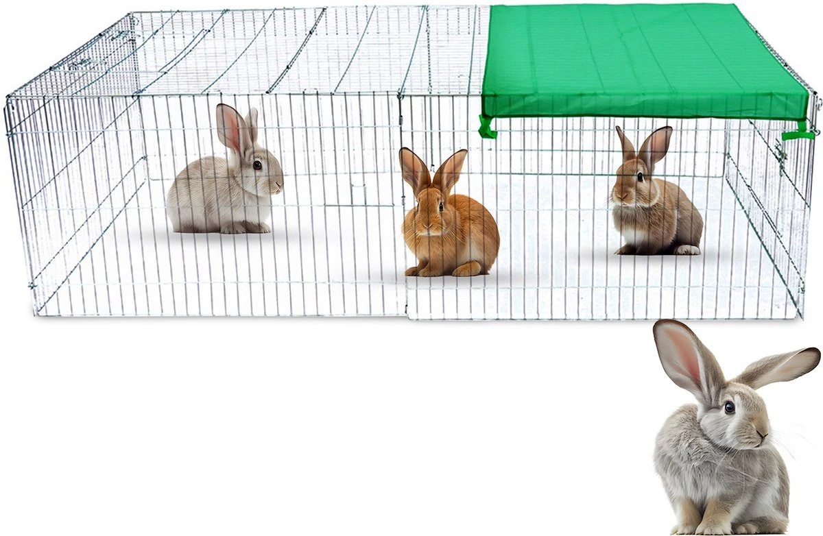 MaxxPet Konijnenhok Met Cover – Konijnenren- Konijnenren Met Zonnescherm – Dierenren – Puppyren – 120x100x60cm 1 MaxxPet Konijnenhok Met Cover – Konijnenren- Konijnenren Met Zonnescherm – Dierenren – Puppyren – 120x100x60cm