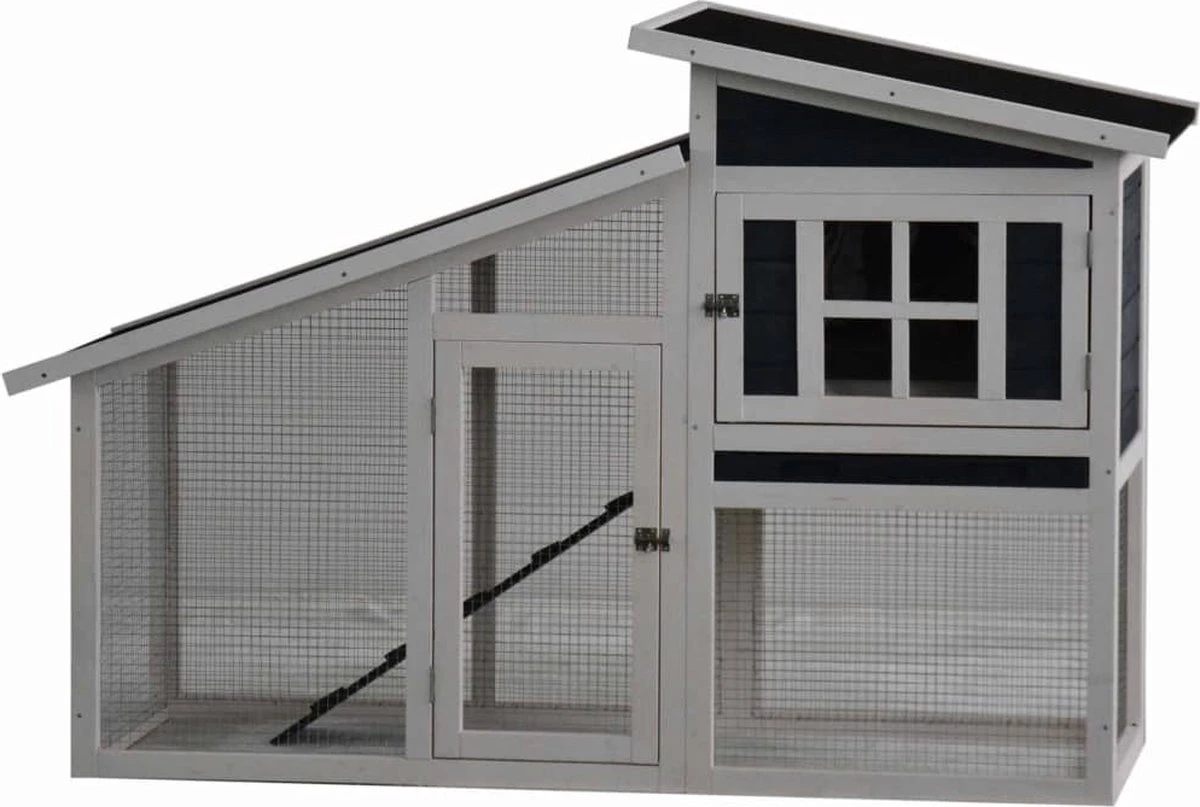 Konijnenhok Rome – Antraciet/Wit – 152 X 60 X 96 Cm 1 Konijnenhok Rome – Antraciet/Wit – 152 X 60 X 96 Cm