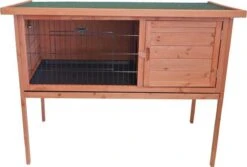 Houten Konijnenhok Met Scharnierdak – Bruin – 117x61x92 Cm