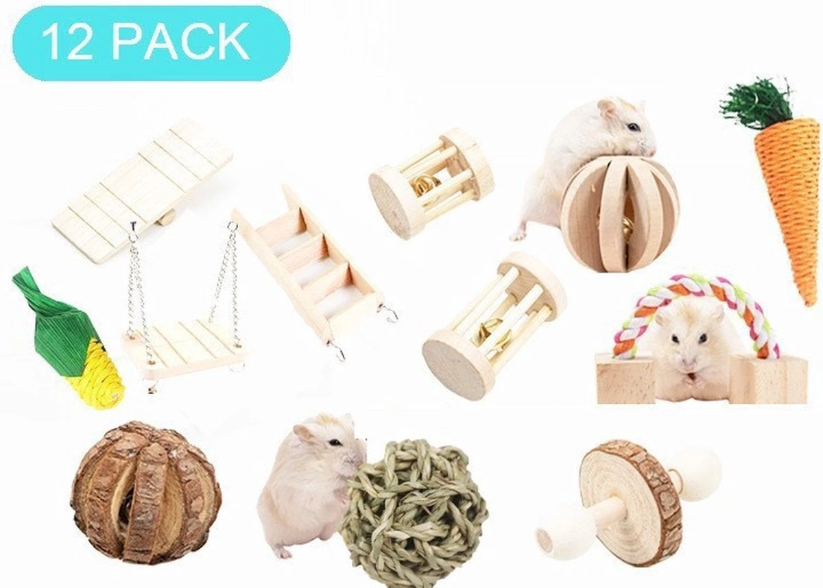 Nixnix – Hamster Speelgoed Set 12 Stuks – Premium – Knaagdier – Dierenaccessoire 1 Nixnix – Hamster Speelgoed Set 12 Stuks – Premium – Knaagdier – Dierenaccessoire