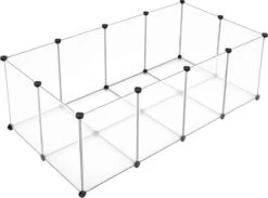 Hoppa! Huisdier Lichaamsbeweging Speelbox Met Bodem, 20 Panelen, DIY Behuizing Hek Kooi Voor Kleine Dieren, Cavia’s, Hamsters, Konijntjes, Huisdier Rennen En Krat, Wit