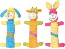 Flamingo-Hondenspeelgoed-Konijn Reflecterend-Roze/geel-39cm