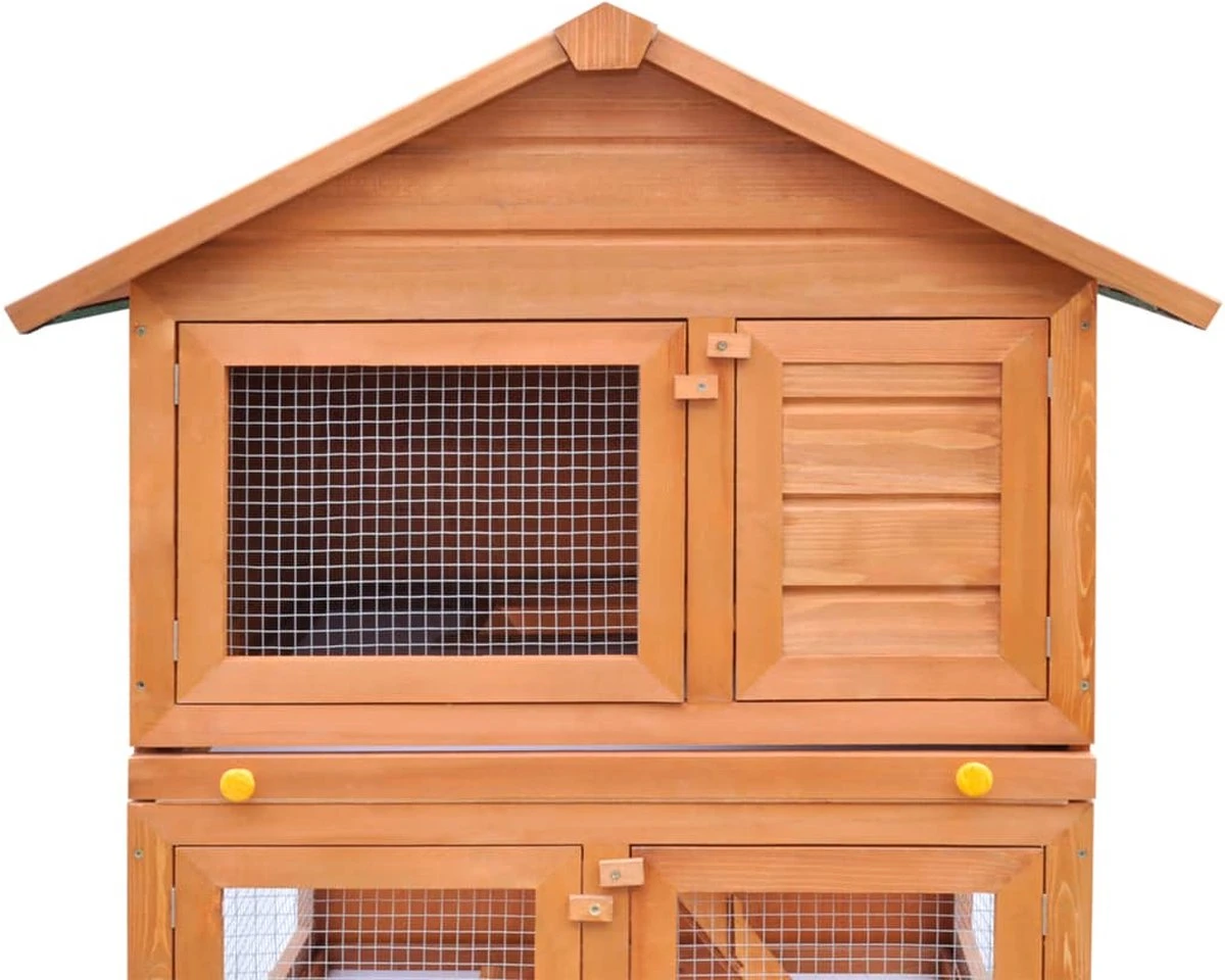 VidaXL Konijnenhok Voor Buiten Met 3 Verdiepingen Hout 1 VidaXL Konijnenhok Voor Buiten Met 3 Verdiepingen Hout
