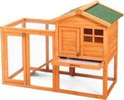 Dierenverblijf Merax Konijnenhok – Konijnenren Buiten En Binnen Rood – 118 X 54 X 92 Cm