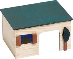 Flamingo Knaagdierspeelgoed Huis Ecco Small – Groen – 18 X 14 X 10 Cm