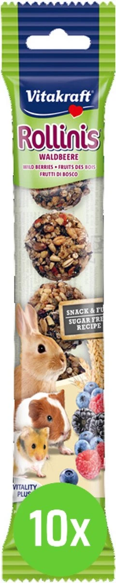 10x Vitakraft Rollinis Konijn Bosvrucht 7 Stuks – 40 Gram