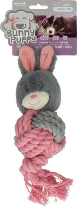 Bunny Puppy Ropey Ball – Hondenknuffel – Kalmerend – Grijs – 9 X 20 X 9 Cm