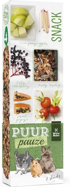 Witte Molen Puur Pauze Sticks Rozenbottel En Appel | Voor Knaagdieren