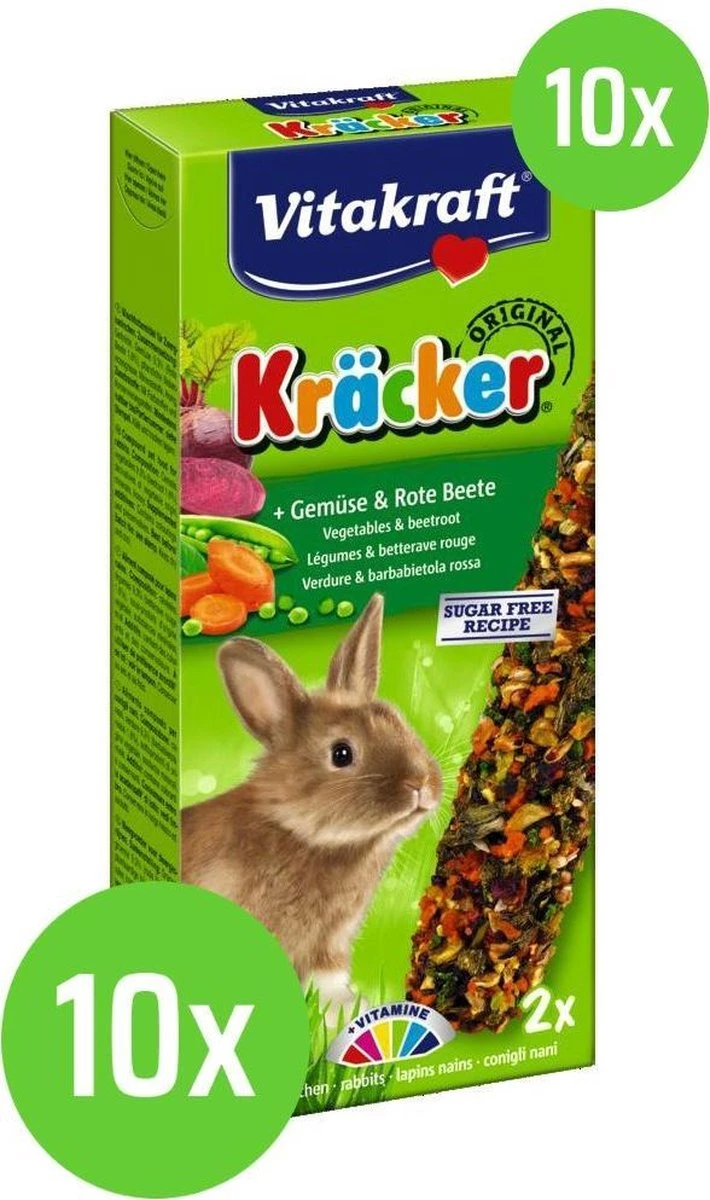 10 X Vitakraft Dwergkonijnkracker Groente / Rode Biet 2in1 1 10 X Vitakraft Dwergkonijnkracker Groente / Rode Biet 2in1