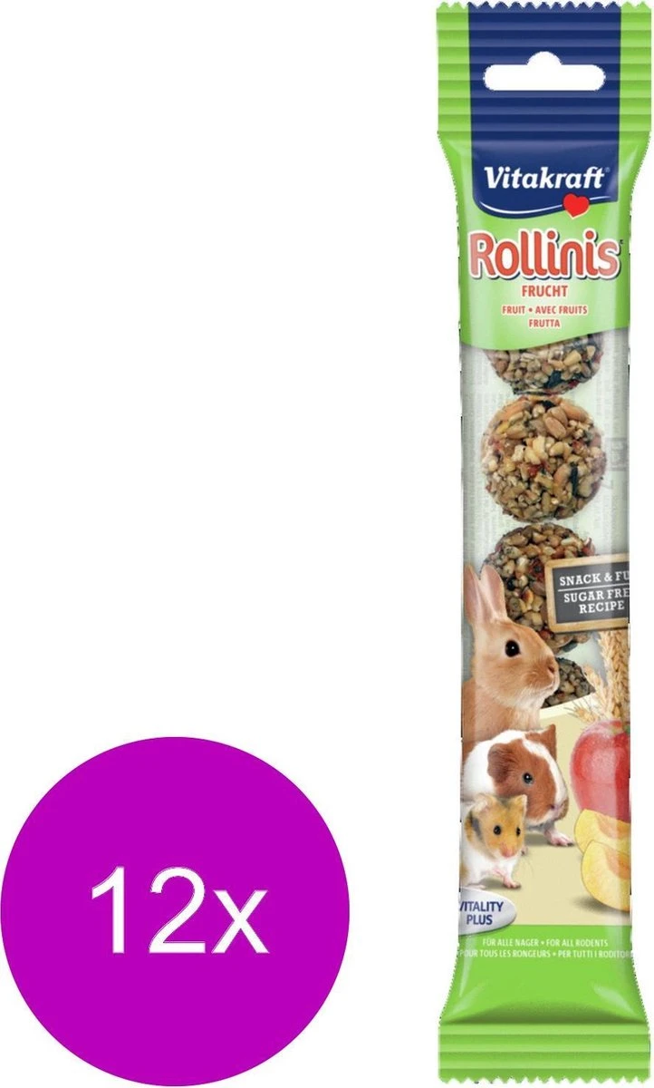 Vitakraft Rollinis Fruitmix – Knaagdiersnack – 12 X 48 G 1 Vitakraft Rollinis Fruitmix – Knaagdiersnack – 12 X 48 G