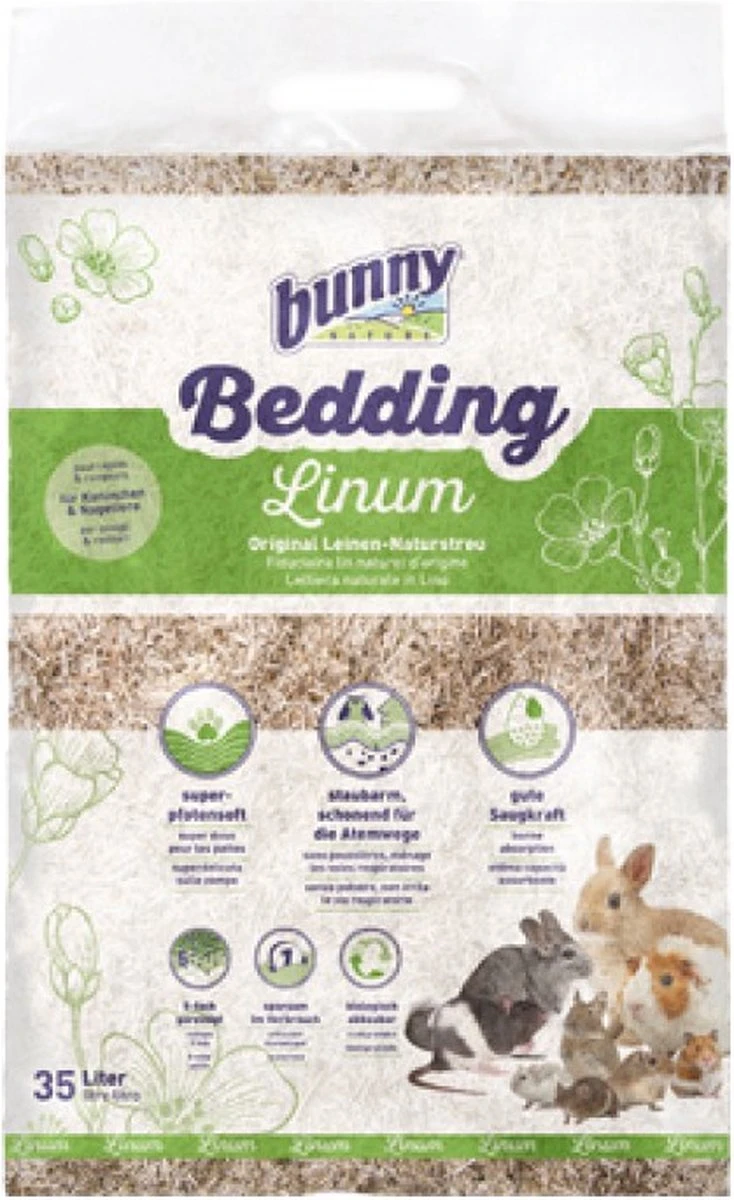 Biofood Bunny Nature Bedding Linum – Bodembedekking – 12.5L 1 Biofood Bunny Nature Bedding Linum – Bodembedekking – 12.5L