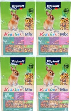 Vitakraft – Knaagdiersnack – Dwergkonijn Krackers Trio Mix – Noot, Bosvruchten & Groenten – 112 Gram Per 4 Doosjes
