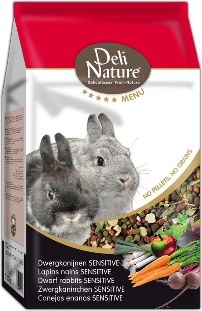 4x Deli Nature 5 Sterren Menu Dwergkonijn Sensitive 2,5 Kg 1 4x Deli Nature 5 Sterren Menu Dwergkonijn Sensitive 2,5 Kg
