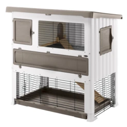 Ferplast Konijnenhok Grand Lodge 120+ – Dierenverblijf – 117x69x101 Cm Wit Taupe
