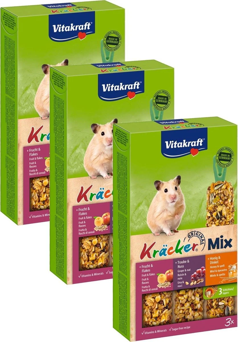 Vitakraft Hamsterkracker – 3 In 1 Musli, Honing En Fruit – 3 St à 3 St – Hamstersnack 1 Vitakraft Hamsterkracker – 3 In 1 Musli, Honing En Fruit – 3 St à 3 St – Hamstersnack