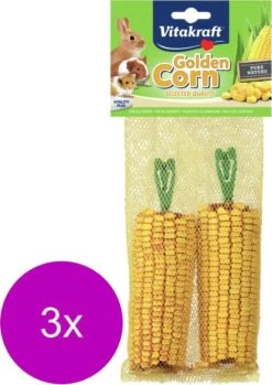 Vitakraft Golden Corn Maiskolf – Knaagdiersnack – 3 X 2 Stuks